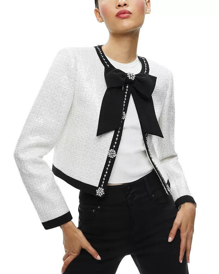 Alice and Olivia Gwyneth Embellished Cropped Jacket MSRP $595