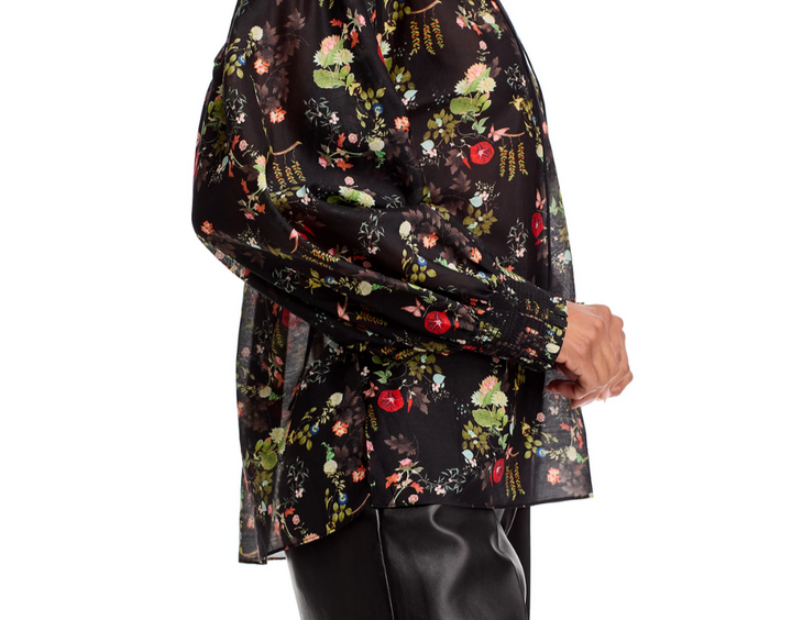 Alice and Olivia Julius Smocked Cuff Blouse MSRP $375