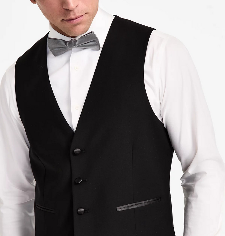 Calvin Klein Men's Slim-Fit Wool-Blend Tuxedo Vest MSRP $125