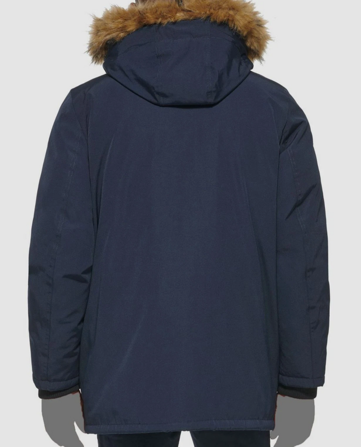 Club Room Men's Parka with a Faux Fur-Hood Jacket MSRP $250