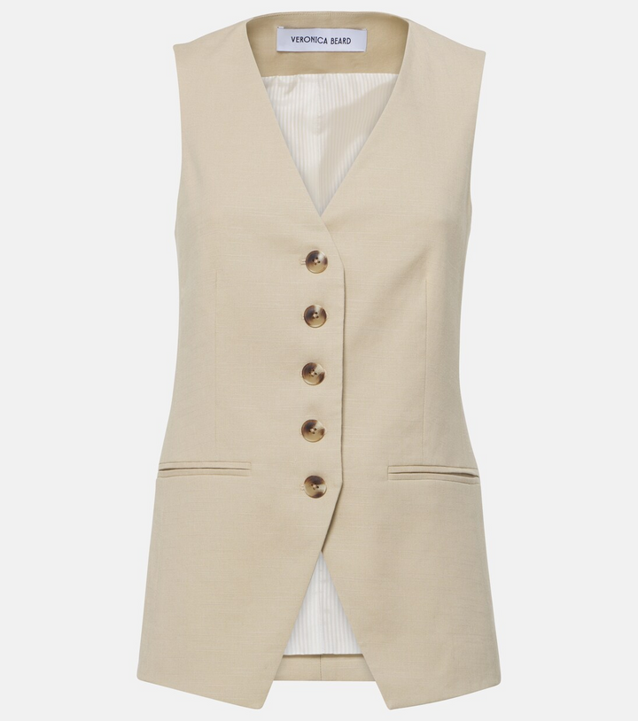 Veronica Beard Liff Linen-Blend Vest MSRP $428