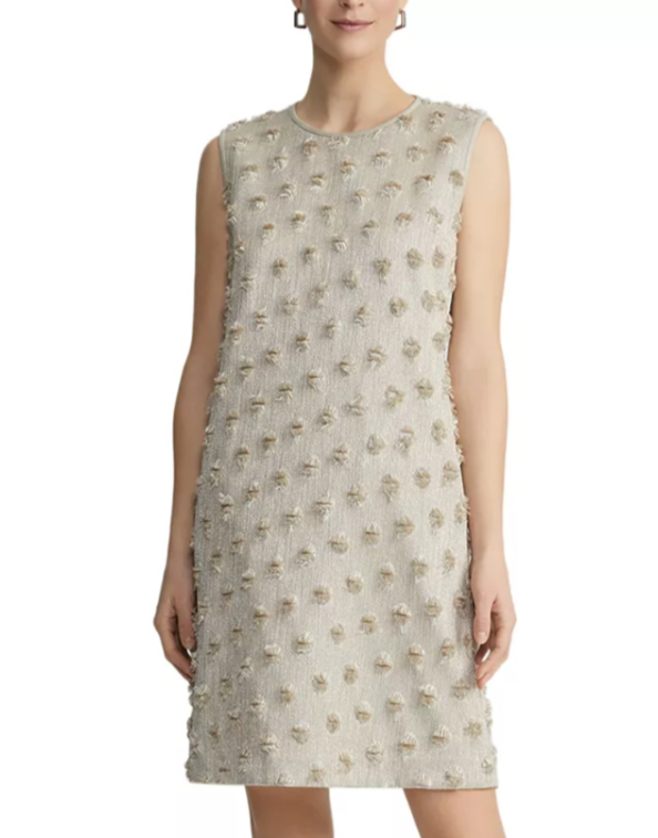 Lafayette 148 New York Fringed Dot Shift Dress MSRP $1198