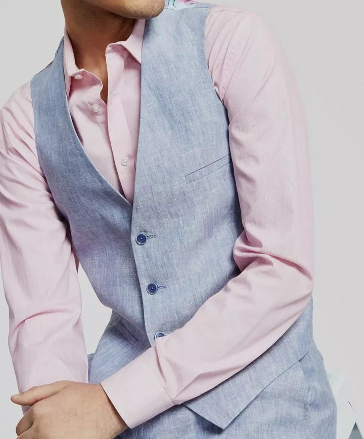 Bar III Slim-Fit Linen Suit Vest MSRP $115