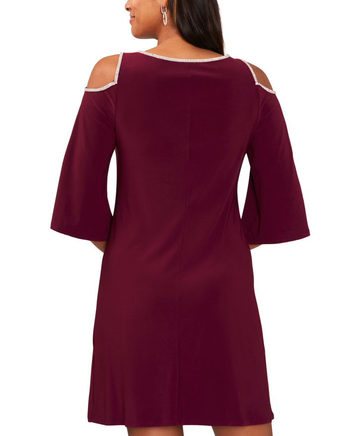 MSK Embellished Cold-Shoulder Elbow-Sleeve Dress