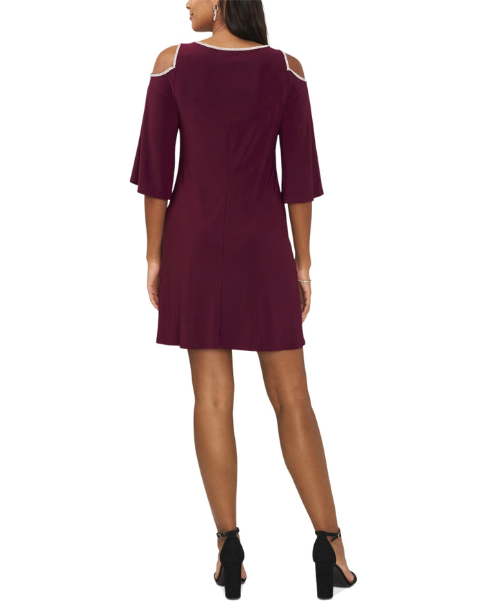 MSK Embellished Cold-Shoulder Elbow-Sleeve Dress