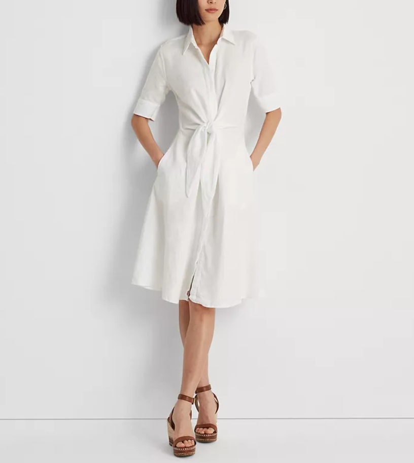 Lauren Ralph Lauren Linen Fit Flare Shirtdress DGFOutlet