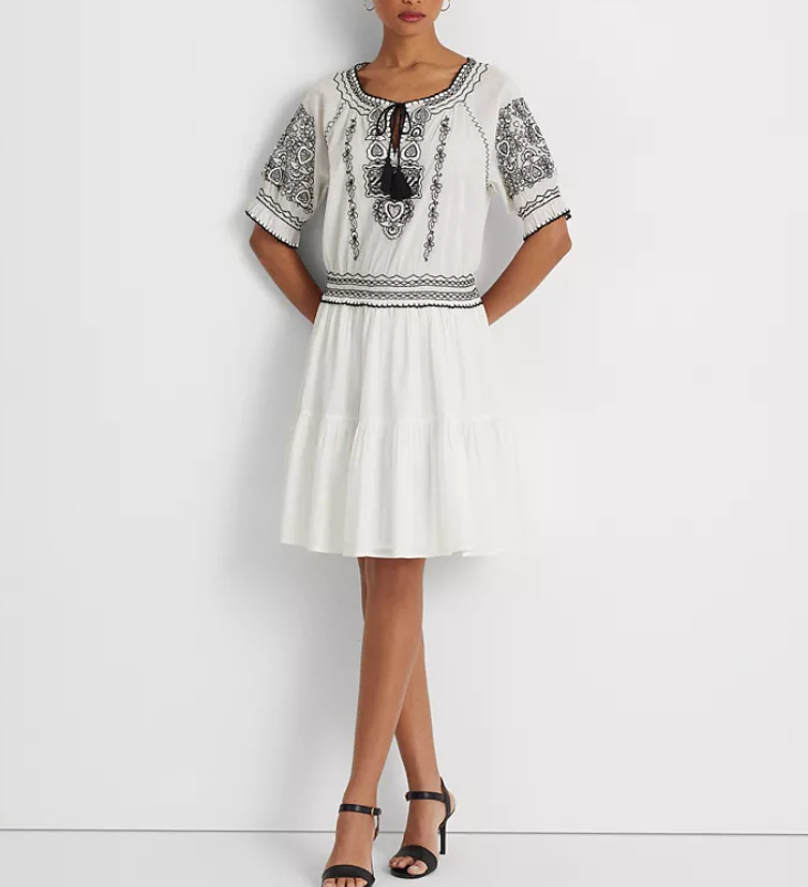 Lauren Ralph Lauren Embroidered Cotton Voile Dress Lauren Ralph Lauren Embroidered Cotton Voile Dress