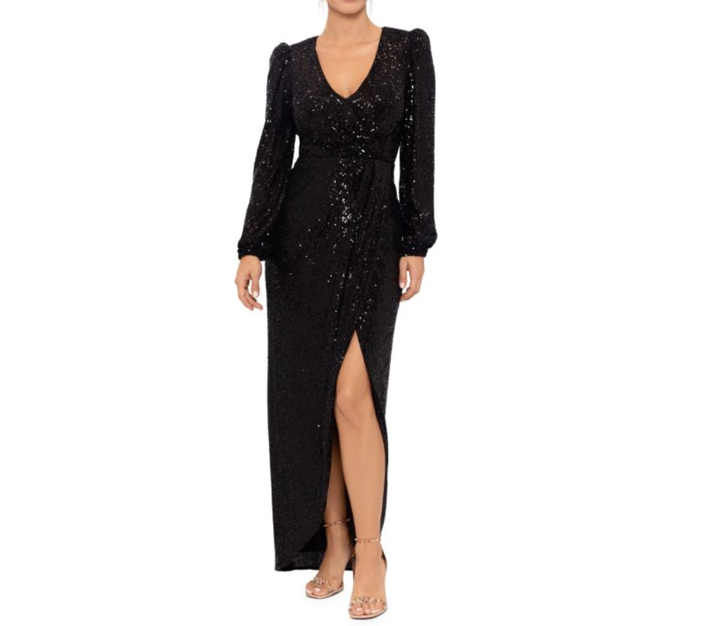 Xscape Sequin Faux Wrap Gown – DGFOutlet