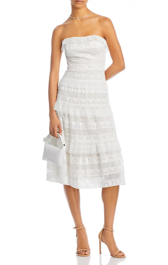 BCBGMAXAZRIA Mixed Lace Tiered Midi Dress – DGFOutlet