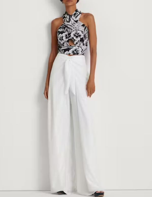 LAUREN RALPH LAUREN Tie-Front Crepe Pants