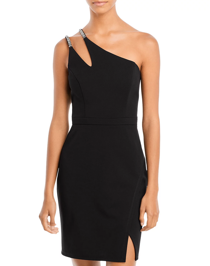 aqua black one shoulder dress AQUA Scuba Crepe One-Shoulder Dress by Aqua