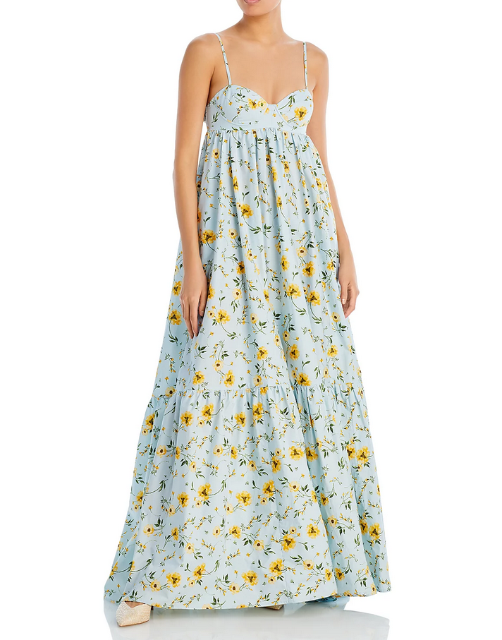 AQUA & Kristopher Brock Floral Print Poplin Cutout Back Maxi Dress –  DGFOutlet