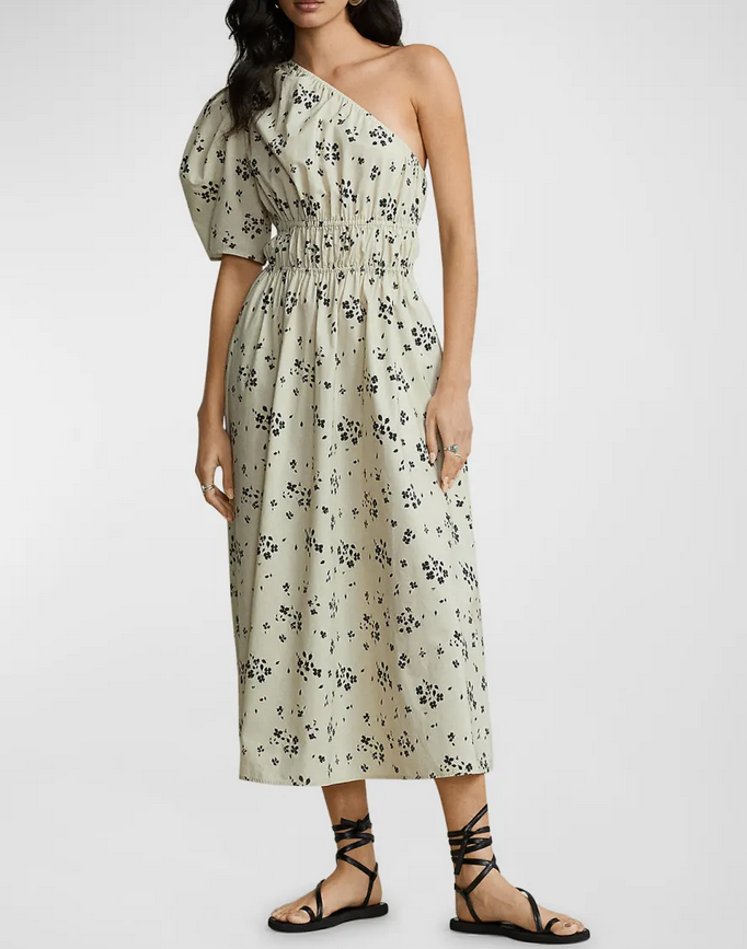 Polo Ralph Lauren Floral Asymmetric Shirred Poplin Midi Dress – DGFOutlet