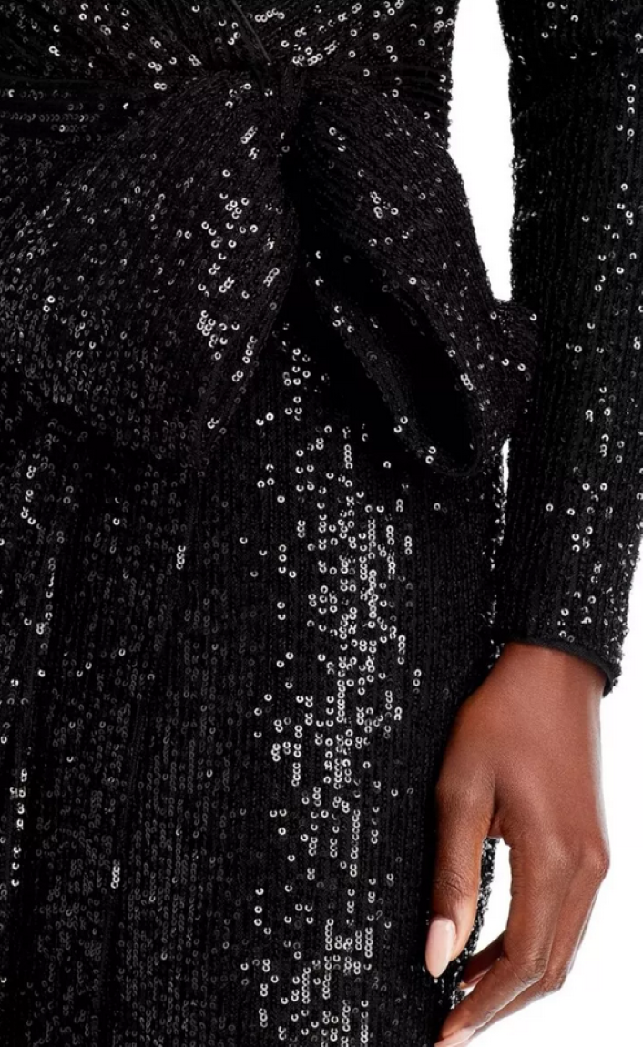 Eliza J Sequined Wrap Gown