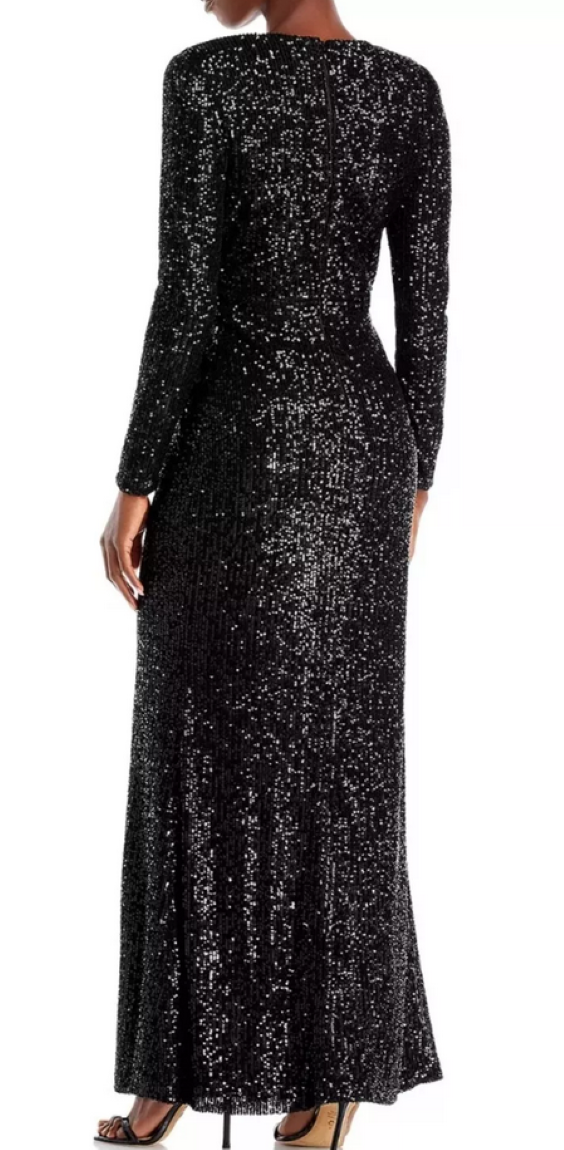 Eliza J Sequined Wrap Gown
