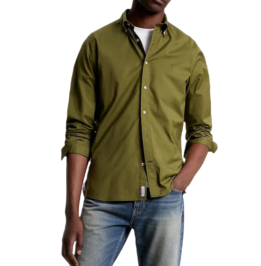 tommy hilfiger flex classic fit dress shirt Tommy Hilfiger MEN Regular-Fit Flex Button-Down Brushed Twill Shirt –  DGFOutlet