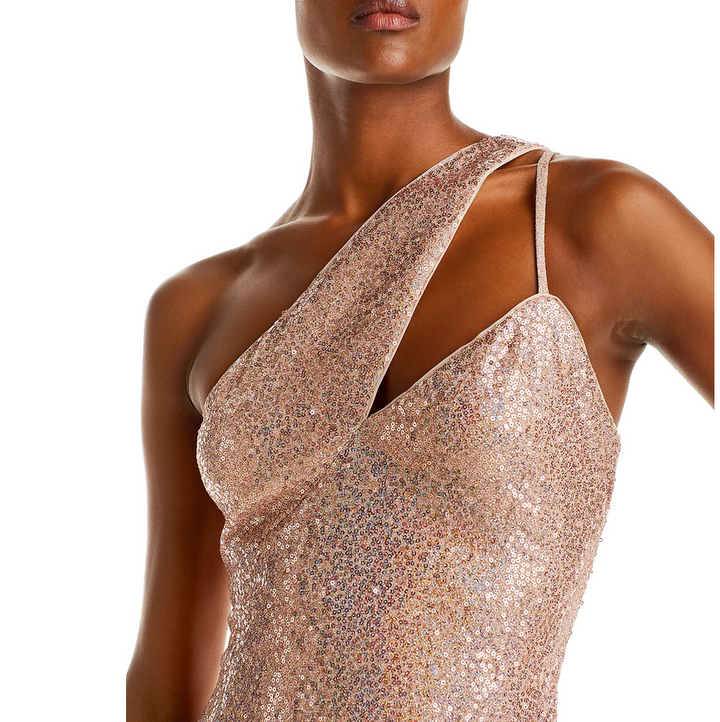 AQUA One Shoulder Sequin Dress