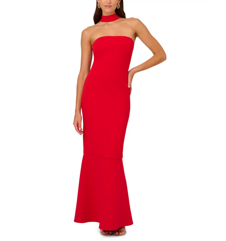 Liv Foster Bonded Crepe Strapless Gown