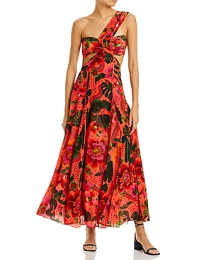 farm rio one shoulder dress Farm Rio Blooming Garden One Shoulder Maxi Dress – DGFOutlet