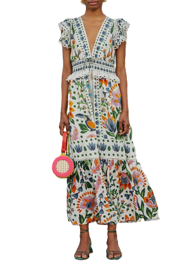 summer garden cotton maxi dress Farm Rio Summer Garden Cotton Maxi Dress
