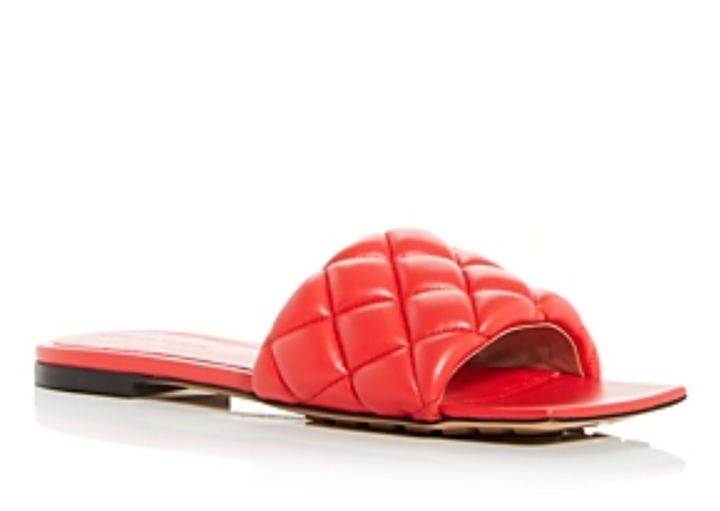 Bottega Veneta Women's Square Toe Quilted Slide Sandals