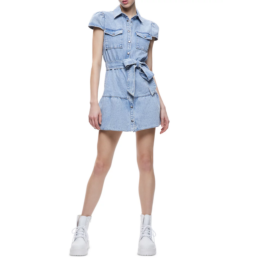 alice and olivia miranda denim dress Alice + Olivia Kendall Denim Mini Dress - Ivy Blue