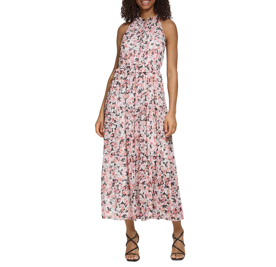 KARL LAGERFELD PARIS Floral Print Chiffon Maxi Dress – DGFOutlet