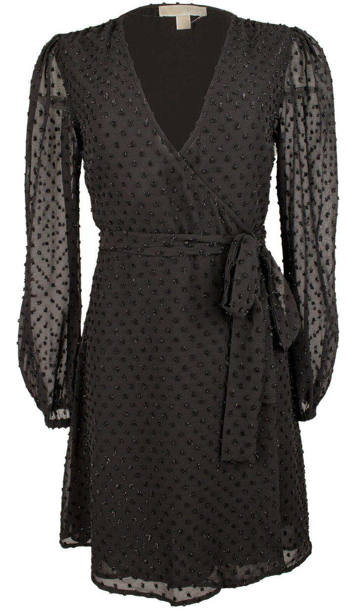 MICHAEL KORS Swiss Dot Wrap Mini Dress