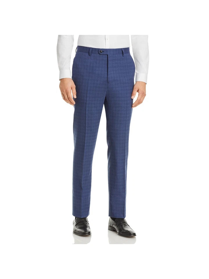 John Varvatos Star USA Men's Tonal Plaid Slim Fit Suit Pants - Blue