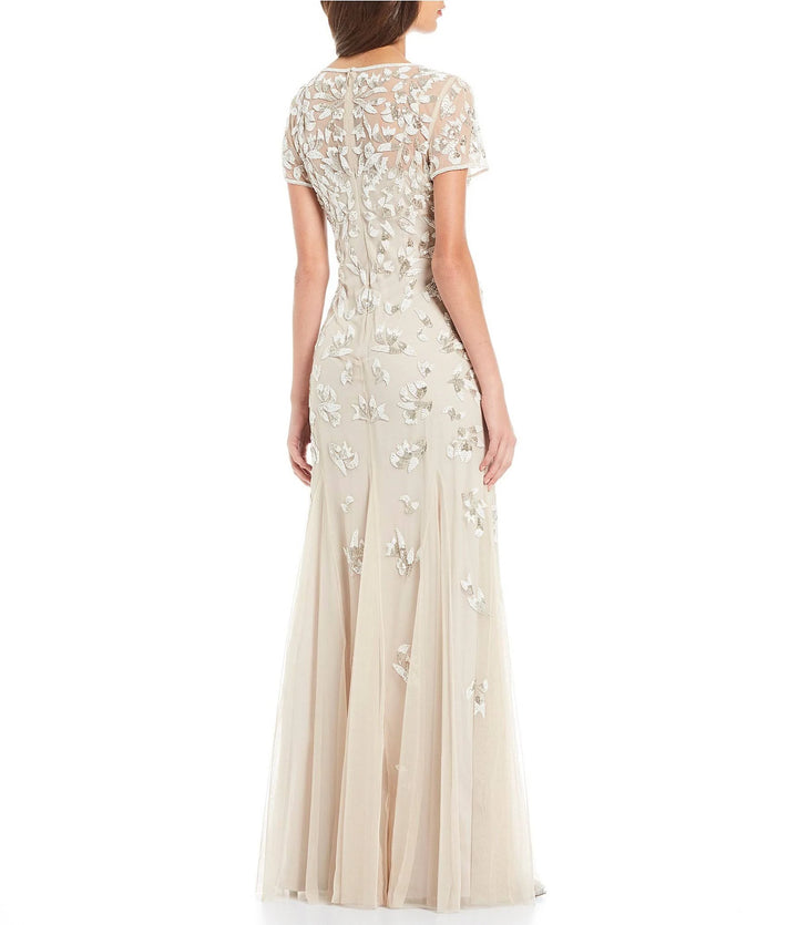Adrianna Papell Beaded Godet Gown