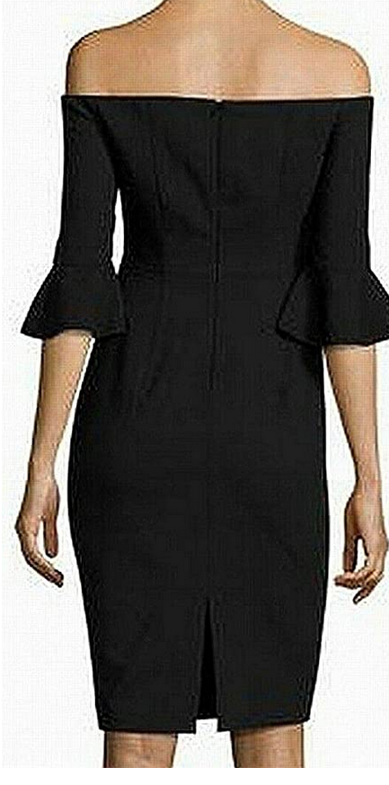 Vestido negro con hombros descubiertos de Halo Madigan Talla 4 # 14A 1173 NUEVO