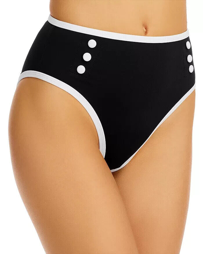 AQUA Swim Button High Waist Bikini Bottom MSRP $58 Size M # U10 303 NEW