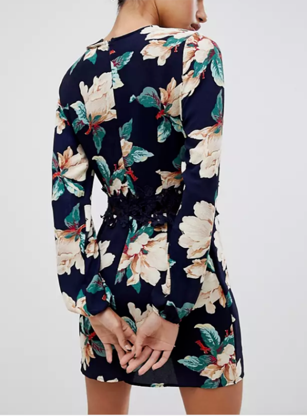 Vestido con cinturilla de ganchillo estampado de AX PARIS MSRP $ 60 Tamaño 12 # 14A 1082 NUEVO