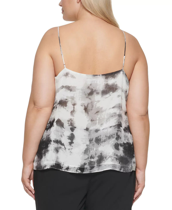 Camisola con volantes y teñido anudado de talla grande de Calvin Klein MSRP $ 69 Talla 2X # 5B 1894 NUEVO