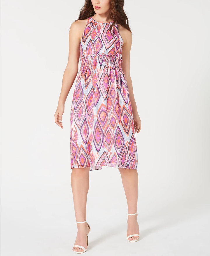 Trina Trina Turk Printed Smocked Midi Dress $188 Size 6 # 10A 1762 NEW
