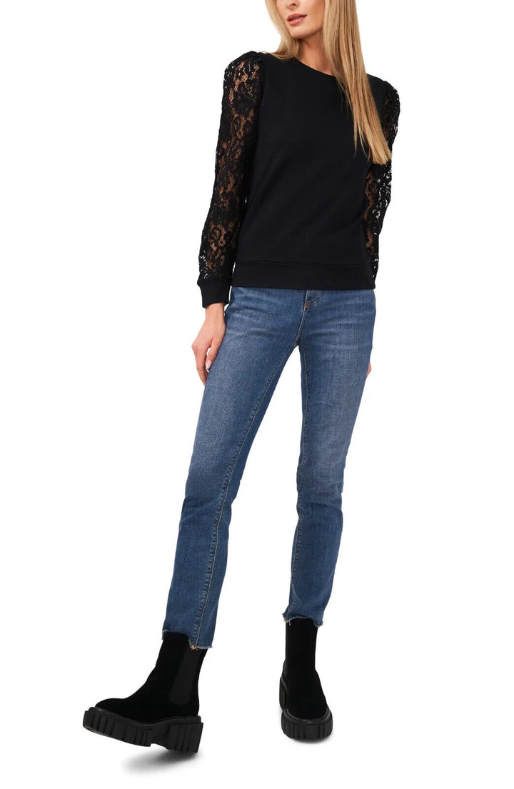 1. Sudadera con cuello redondo y manga larga de encaje STATE Talla XS # 4B 445 NUEVO