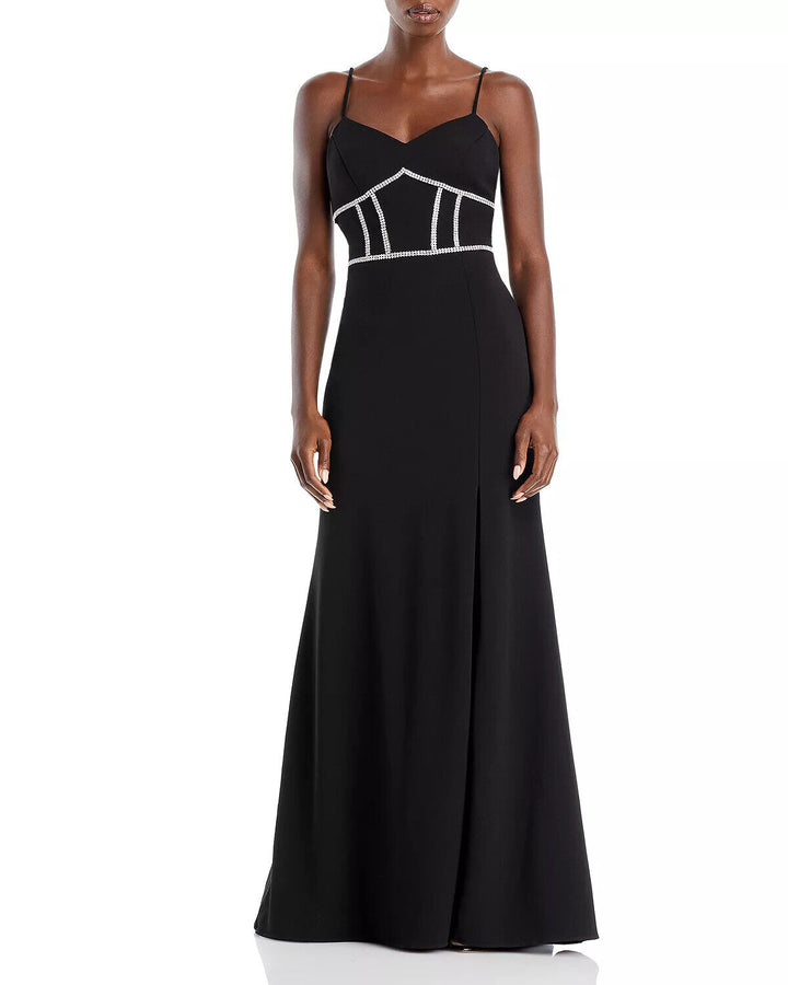 Aqua Embellished Scuba Crepe Gown MSRP $268 Size 10 # 2NA 866 NEW