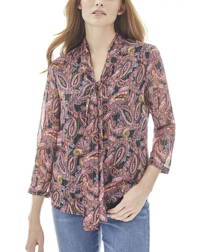 Jones New York Women's Tie Front Blouse MSRP $69.50 Size S # 5D 2145 NEW