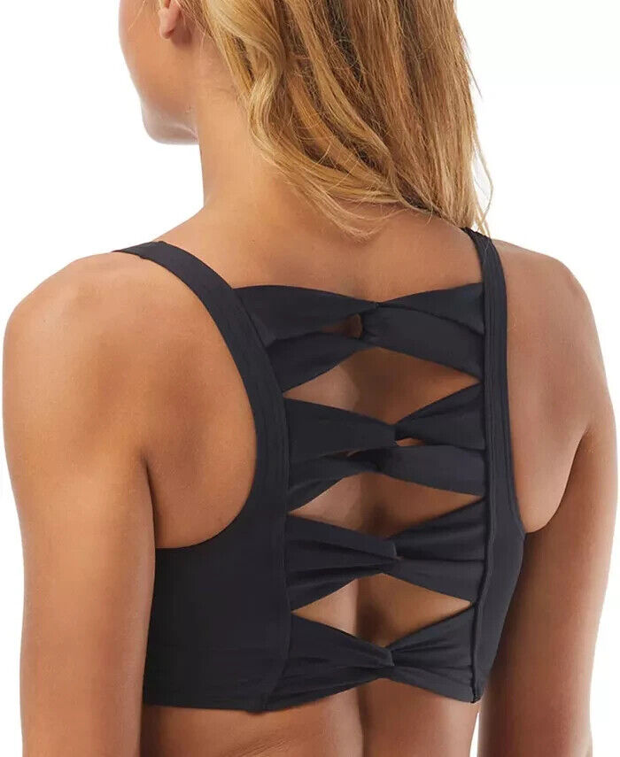 Top de bikini corto con espalda torcida y escote cuadrado Carmen Marc Valvo $88 Talla S # U2 449 NUEVO