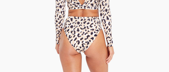 Parte inferior de bikini de cintura alta con animal de Barcelona de Vitamin A $115 Talla S # U9 360 NUEVO