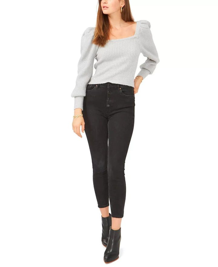1.STATE Long Sleeve Square Neck Sparkle Sweater