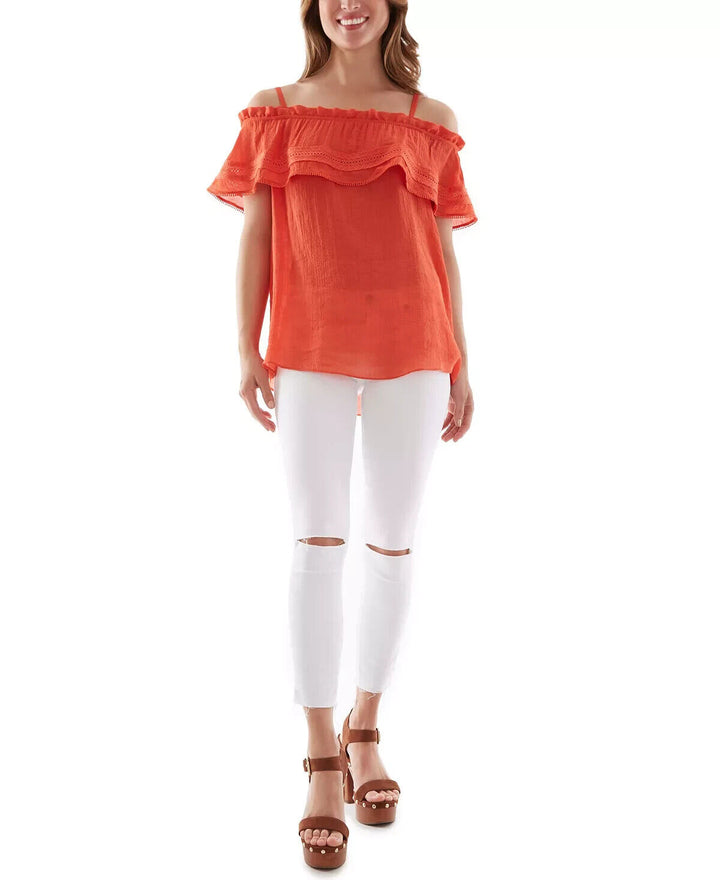 BCX Juniors' Ruffle-Trim Top MSRP $39 Talla XS # 6A 1679 NUEVO