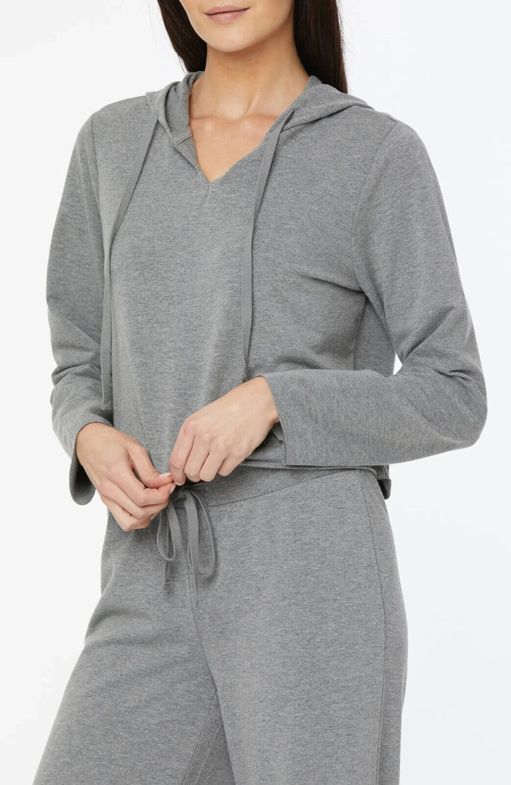 Sudadera con capucha y cuello dividido de felpa francesa recortada de NYDJ MSRP $ 69 Talla XL # 4B 433 NUEVO