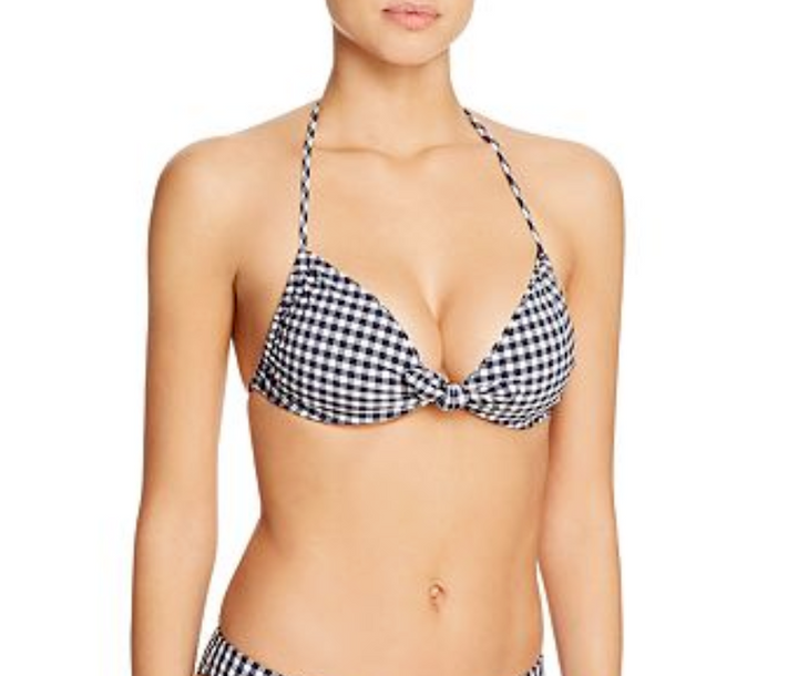 Shoshanna Classic Gingham Knot Front Bikini Top MSRP $145 Tamaño DD # 30C 73 NUEVO