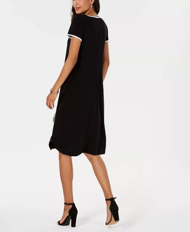 MSK Petite Vestido camisero ribeteado MSRP $59 Tamaño PS # 10A 1976 NUEVO