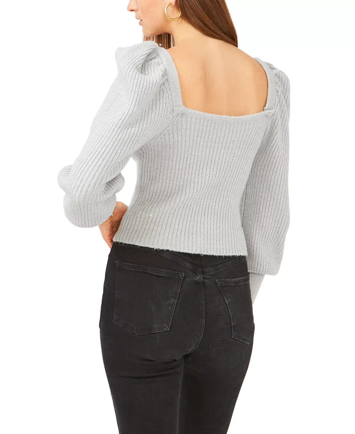 1.STATE Long Sleeve Square Neck Sparkle Sweater