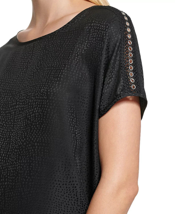 Karl Lagerfeld Paris Blusa con ribete de ojales MSRP $ 89 Talla S # 5B 1861 Nuevo