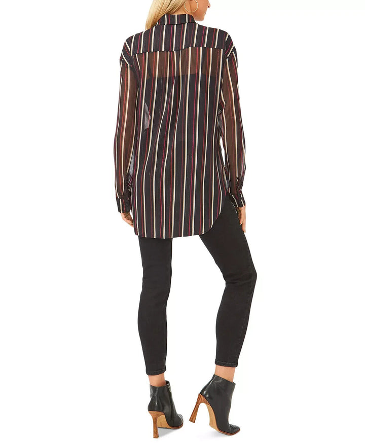 Vince Camuto Camisa con botones a rayas metalizadas $89 Talla XS # 5D 2277 NUEVO