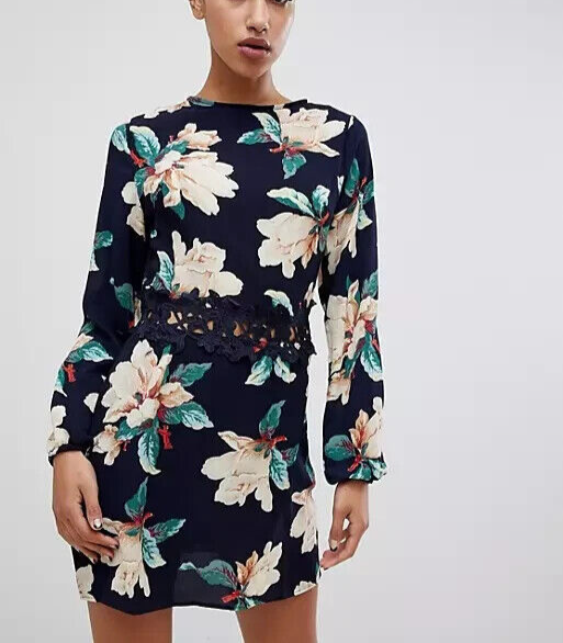 AX PARIS Print Crochet Waistband Dress MSRP $60 Size 12 # 14A 1082 NEW