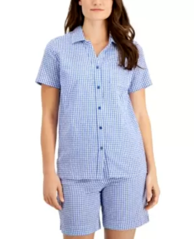 Karen Scott Gingham Shirt Size XL # 4B 482 NEW